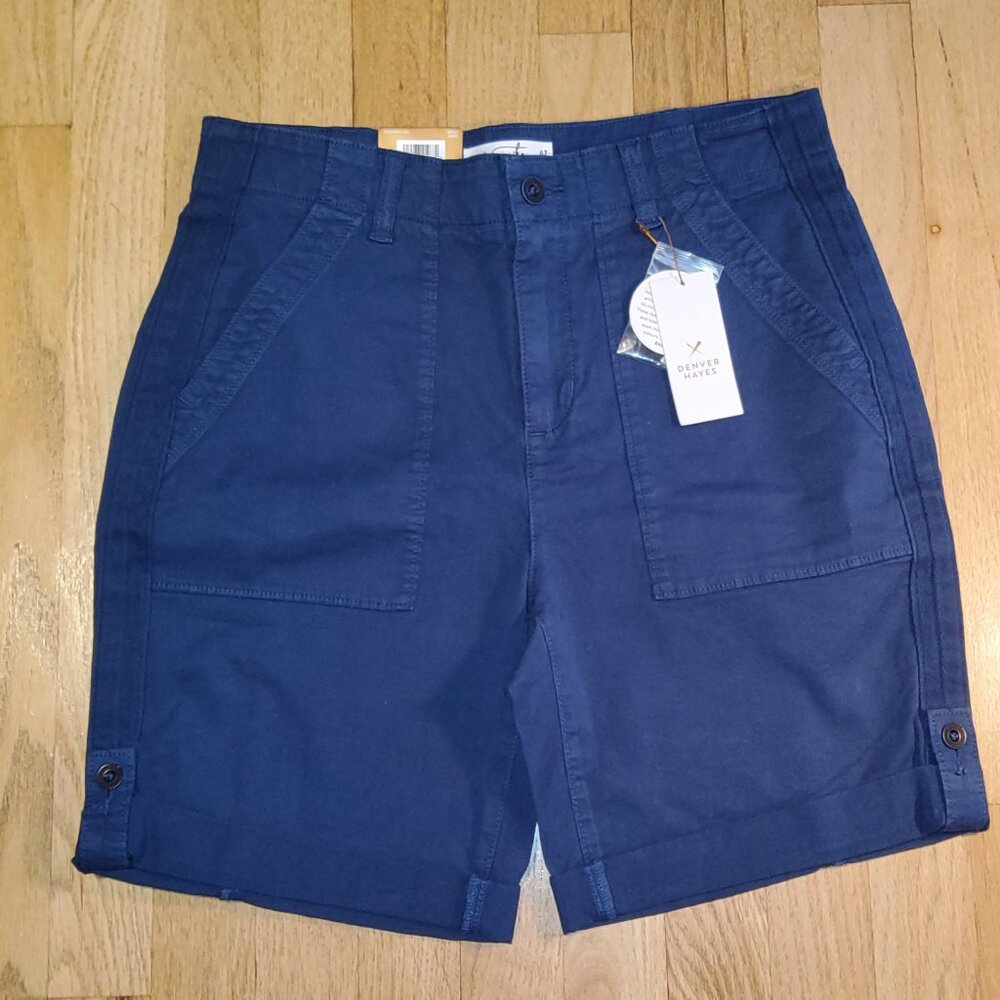 NWT Denver Hayes Hi-Rise Bermuda Women's short Taille Hauta Navy Blue Size 8